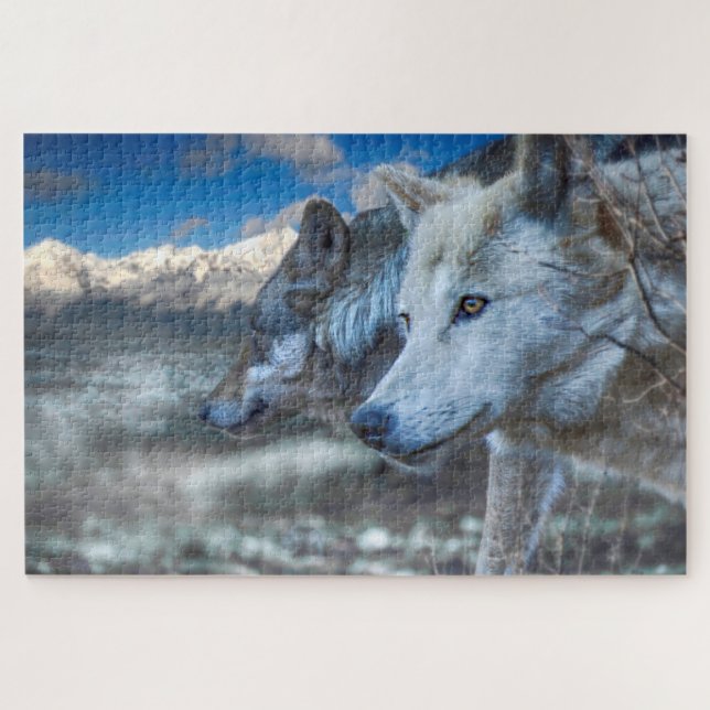 Puzzle Loup gris "LOUPS SENTINEL" (Horizontal)