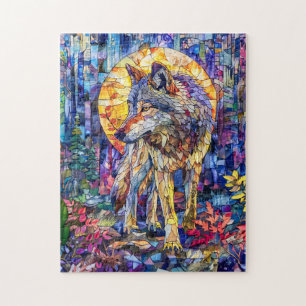 Puzzle Loup hurlant sous pleine lune