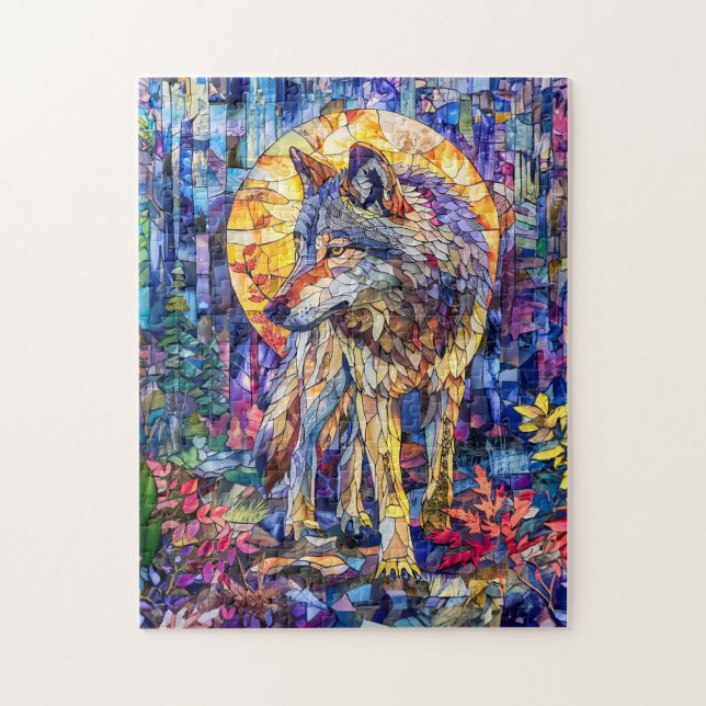 Puzzle Loup hurlant sous pleine lune (Vertical)