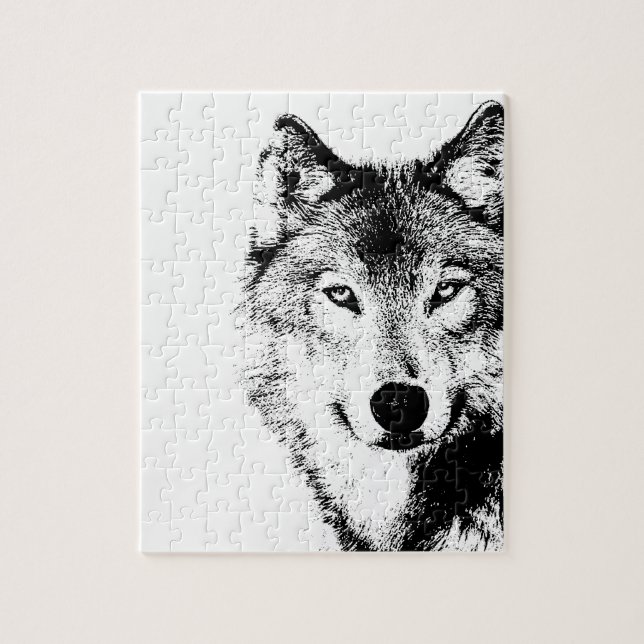 Puzzle Loup noir et blanc (Vertical)