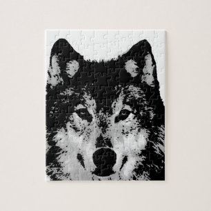 Puzzle Loup noir et blanc