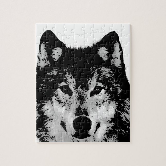 Puzzle Loup noir et blanc (Vertical)