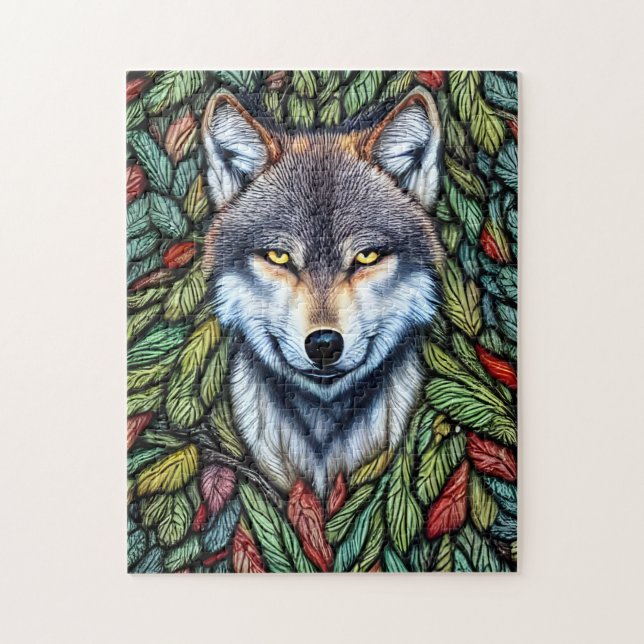 Puzzle Loup prédateur de bois sauvage (Vertical)