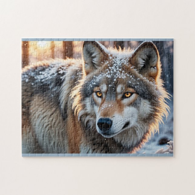 Puzzle Loup sauvage en hiver (Horizontal)