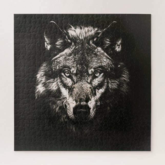 Puzzle Loup sauvage monochrome majestueux (Vertical)