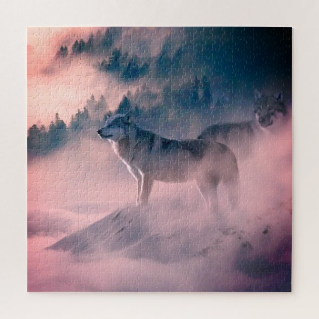 Puzzle loups au lever du soleil (Vertical)