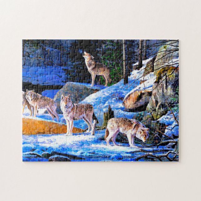 Puzzle Loups en peinture de neige (Horizontal)
