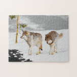 Puzzle Loups en peinture sur neige - Art original de la f<br><div class="desc">Loups en portrait de neige, peinture originale. Nous nous spécialisons dans l'art original mignon et drôle. Achetez ceci pour vous-même ou comme un grand cadeau pour vos amis loups amoureux. Soyez créatif - cliquez sur la PERSONNALISER pour ajouter/supprimer/modifier du texte, redimensionner l'image, modifier les couleurs ou tout ce que l'outil...</div>