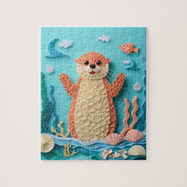 Puzzle Loutre de mer en art de papier Splash (Vertical)
