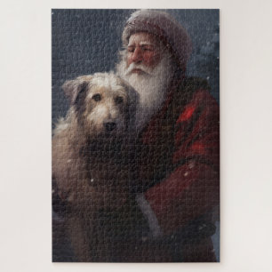 Puzzle Louveteau avec le Père Noël Fête de Noël