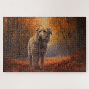 Puzzle Louveteau dans les feuilles d'automne qui tombent