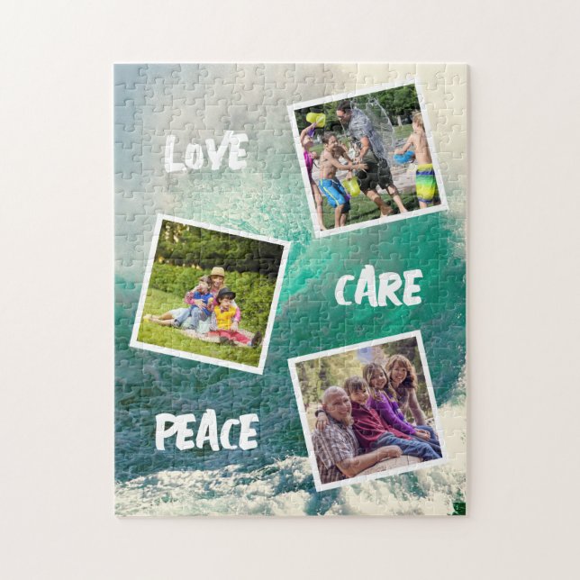 Puzzle Love Care Peace | Collage de photos de famille | O (Vertical)