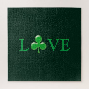 Puzzle Love dark Green Clover Shamrock St. Patrick's Day