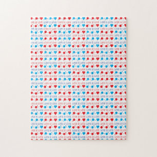Puzzle LOVE est une citation LOVE en rouge et bleu
