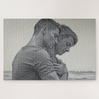 Puzzle Love Gay Couple - Charcoal Sketch -