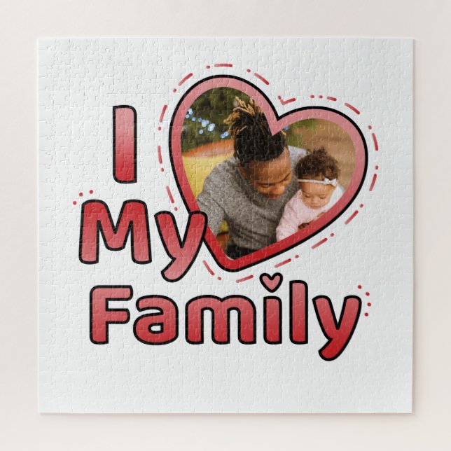 Puzzle Love Heart Family Photo (Vertical)