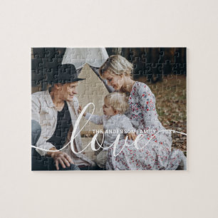 Puzzle 'Love' Photo de famille personnalisée avec nom per
