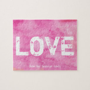Puzzle LOVE   Pink Personalized Family Valentine's Day