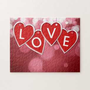 Puzzle LOVE Red Hearts Saint Valentin