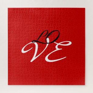Puzzle Love Rouge Blanc Noir Couleur Script Calligraphie
