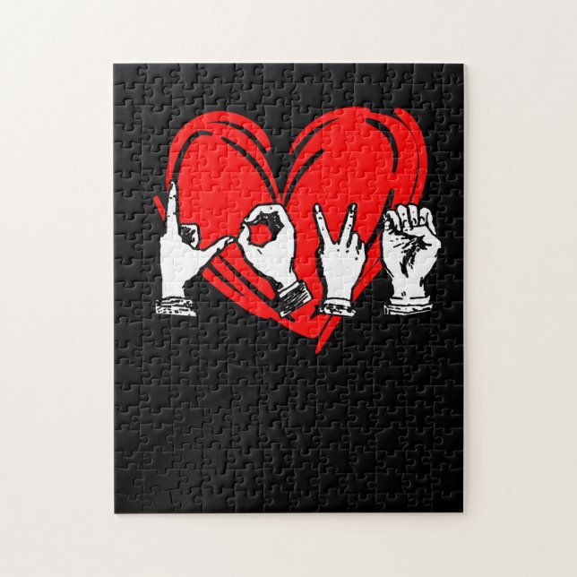 Puzzle Love Sign Language Heart ASL Saint Valentin Cadeau (Vertical)