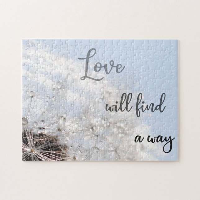 Puzzle Love will find a way! Sky Blue Dandelion Seed (Horizontal)