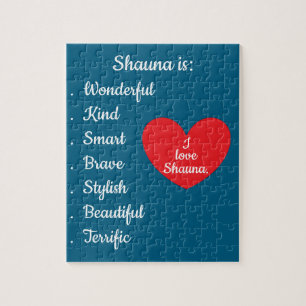 Puzzle Love & Words - Deep Sea Blue with Large Heart :