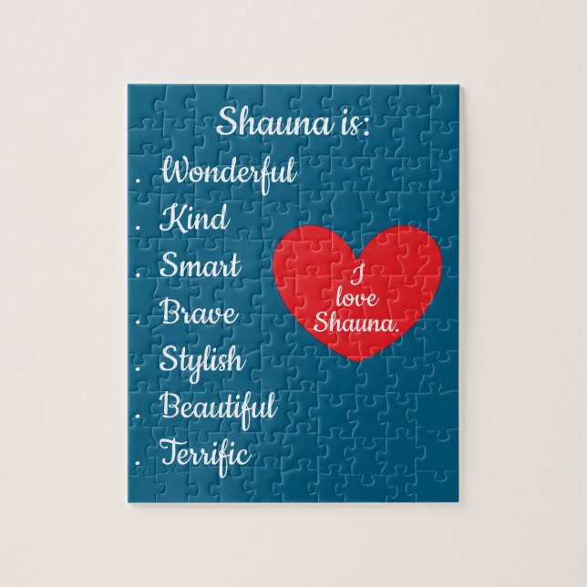 Puzzle Love & Words - Deep Sea Blue with Large Heart : (Vertical)