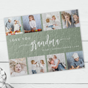 Puzzle Love You Grand-mère 8 Collage de Photos Vert Sauge