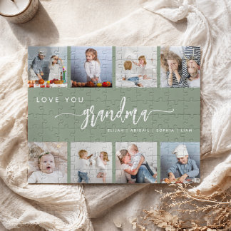 Puzzle Love You Grand-mère 8 Collage de Photos Vert Sauge