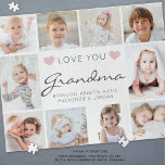 Puzzle Love You Grand-mère ou Nickname 10 Photo Collage<br><div class="desc">Créez votre propre puzzle photo personnalisé pour Grand-mère avec un modèle de collage photo facile à télécharger avec 10 photos de ses petits-enfants et de sa famille avec le titre modifiable LOVE YOU GRANDMA (changer à son pseudo comme Nana ou Gigi) dans un script moderne et branché avec des coeurs...</div>