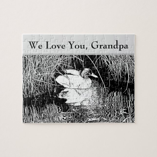 Puzzle Love You Grand-père Black White Canard Photo Natur (Horizontal)
