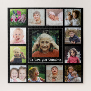 Puzzle Love You Grandma 12 Family Photo Collage Noir