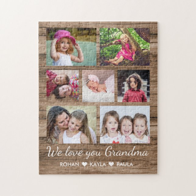 Puzzle Love You Grandma 7 Photo Collage Wood (Vertical)