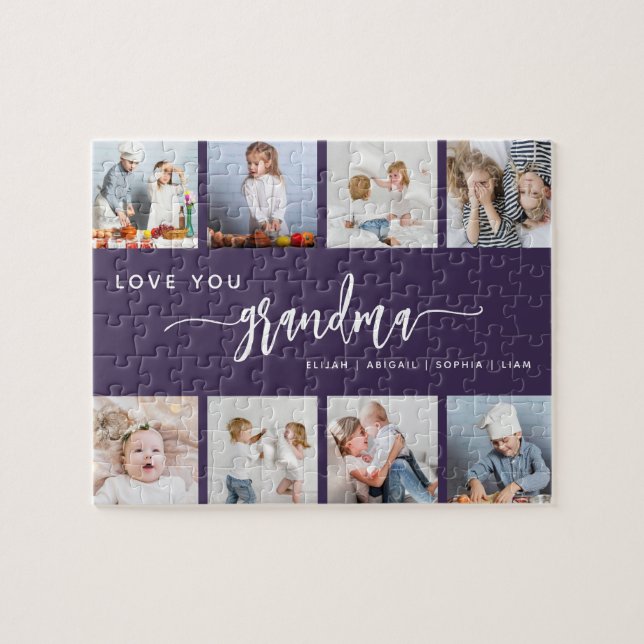 Puzzle Love You Grandma 8 Photo Collage Purple (Horizontal)