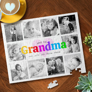 Puzzle Love You Grandma Colorful Modern 10 Photo Collage