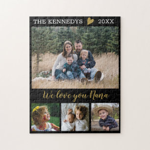 Puzzle Love You Nana 4 Family Photo Collage noir