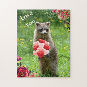 Puzzle Love You Raccoon Animal Valentine's Day Holiday