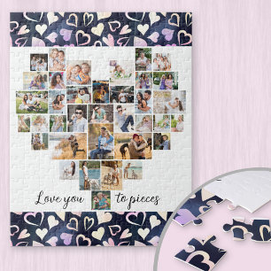 Puzzle Love you to Pieces Heart Photo Collage Sweetheart