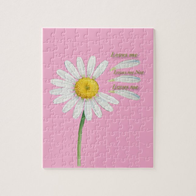Puzzle Loves Me, Loves Me Not Daisy – Romantic Watercolor (Vertical)