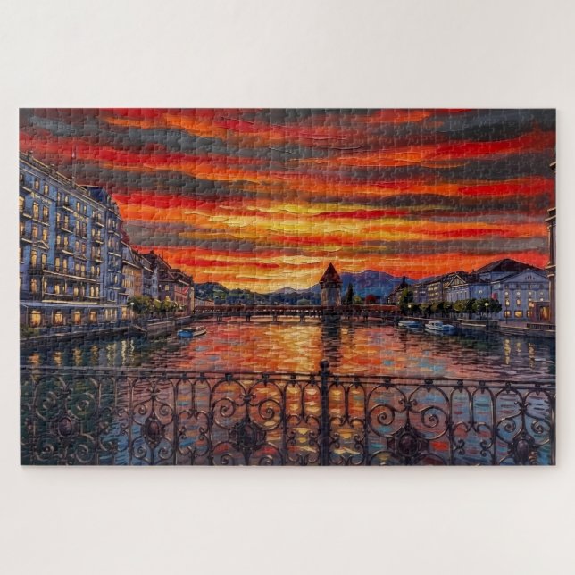 Puzzle Lucerne Sunset Glow: Gallery Edition (Horizontal)