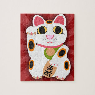 Puzzle Lucky Cat Cute Cartoon Fun Illustration Design