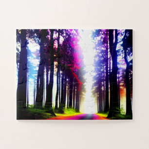 Puzzle Lumière Abstraite arc-en-ciel à travers les bois