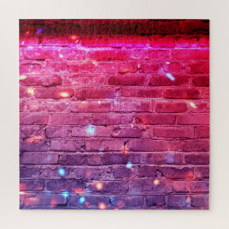 Puzzle Lumière néon : mur de brique vide.