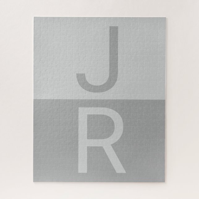 Puzzle Lumineuses Gris & Gris Initiales Modernes Monogram (Vertical)