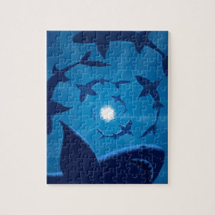 Puzzle Lune blanche de requin bleu sous la mer