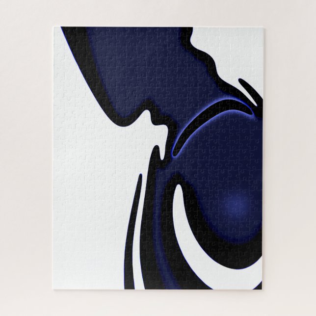 Puzzle Lune bleue : bleu abstrait, blanc et noir (Vertical)