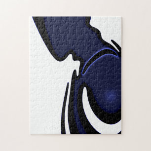 Puzzle Lune Bleue : Bleu Abstrait et Blanc