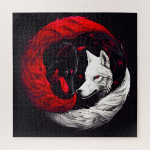 Puzzle Lune Crimson Loup blanc rouge