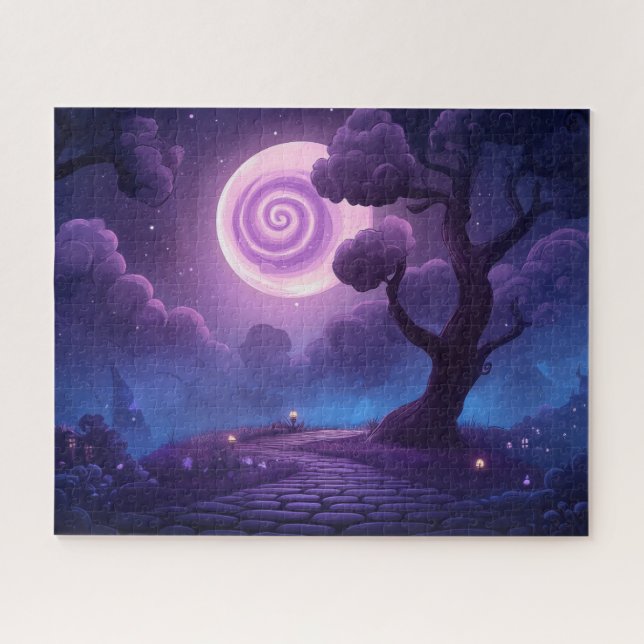 Puzzle Lune d'Imaginaire au-dessus d'un chemin enchanté (Horizontal)